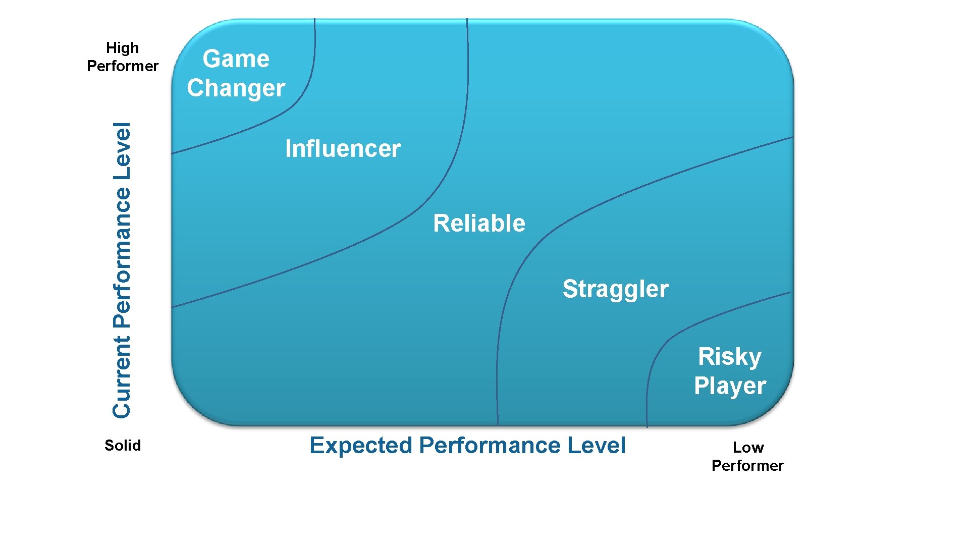 Current Performance Level High Performer Solid Game Changer Influencer Reliable Straggler Risky Player Expected