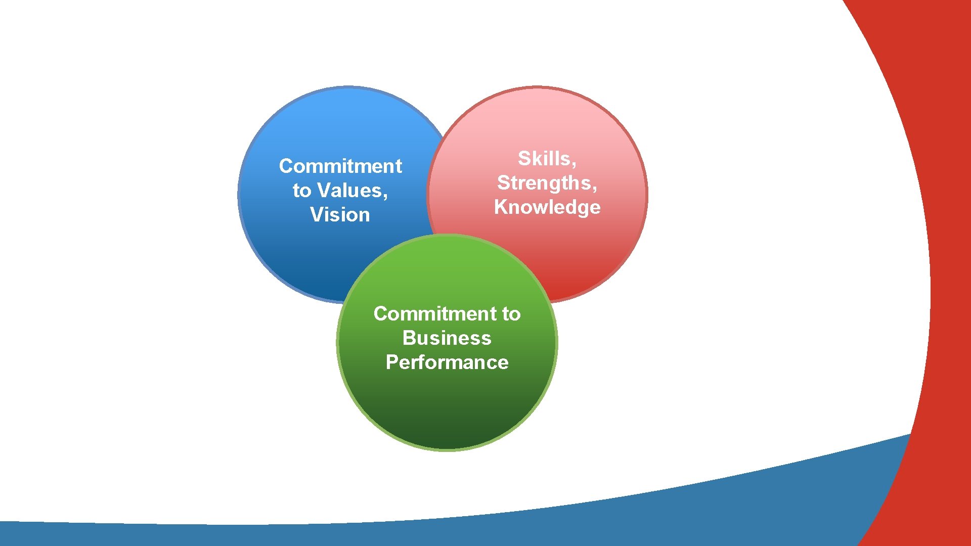 Commitment to Values, Vision Skills, Strengths, Knowledge Commitment to Business Performance 