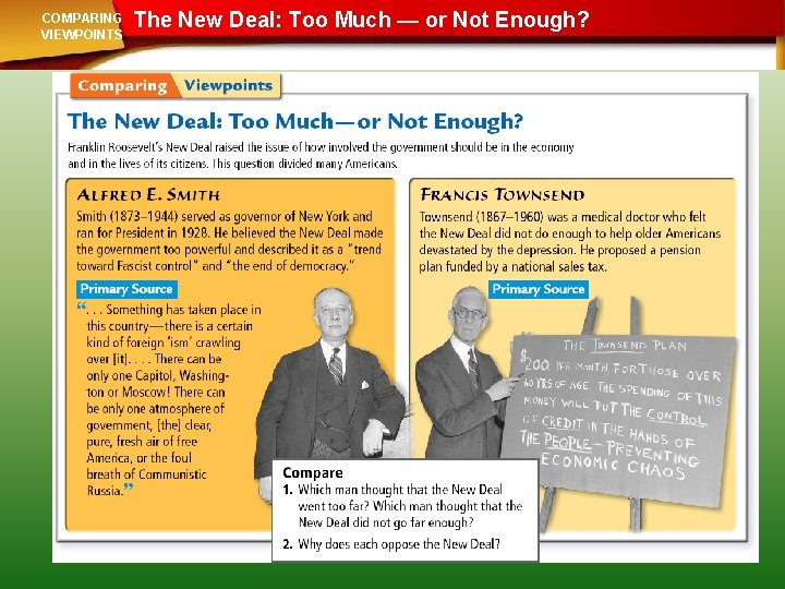 COMPARING VIEWPOINTS The New Deal: Too Much — or Not Enough? 