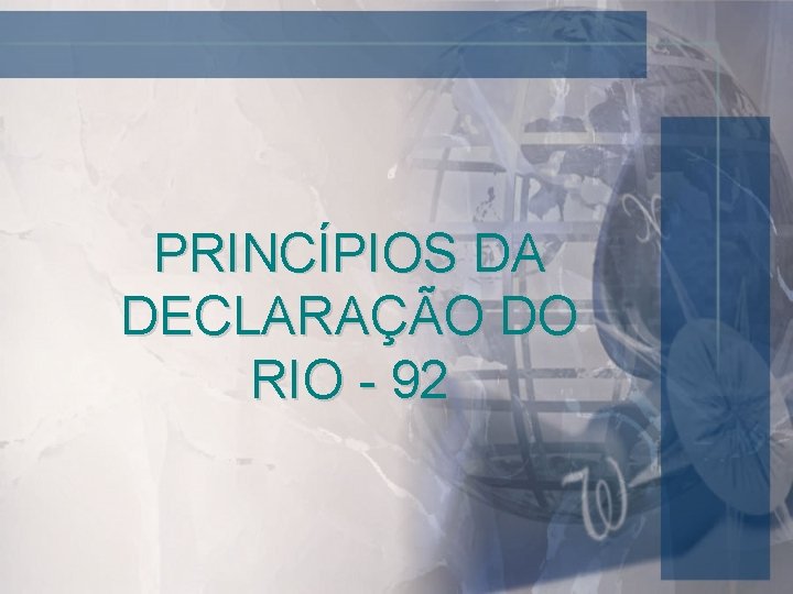 PRINCÍPIOS DA DECLARAÇÃO DO RIO - 92 