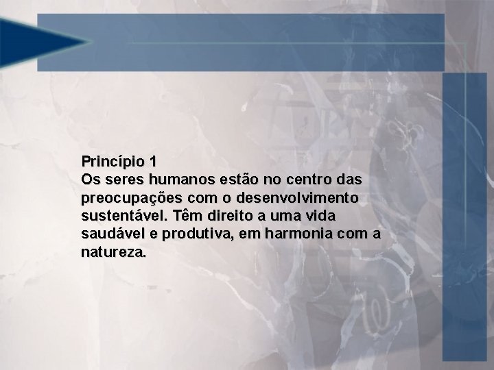 Princípio 1 Os seres humanos estão no centro das preocupações com o desenvolvimento sustentável.