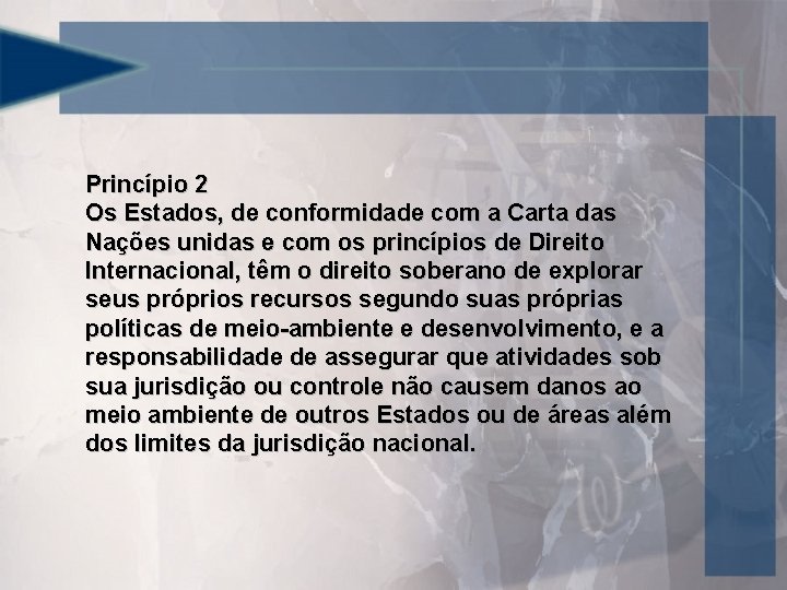 Princípio 2 Os Estados, de conformidade com a Carta das Nações unidas e com