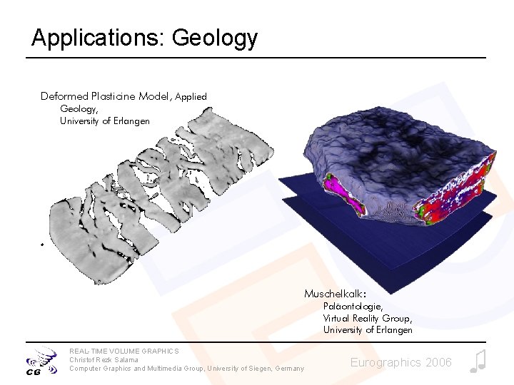 Applications: Geology Deformed Plasticine Model, Applied Geology, University of Erlangen Muschelkalk: Paläontologie, Virtual Reality Applications: Geology Deformed Plasticine Model, Applied Geology, University of Erlangen Muschelkalk: Paläontologie, Virtual Reality