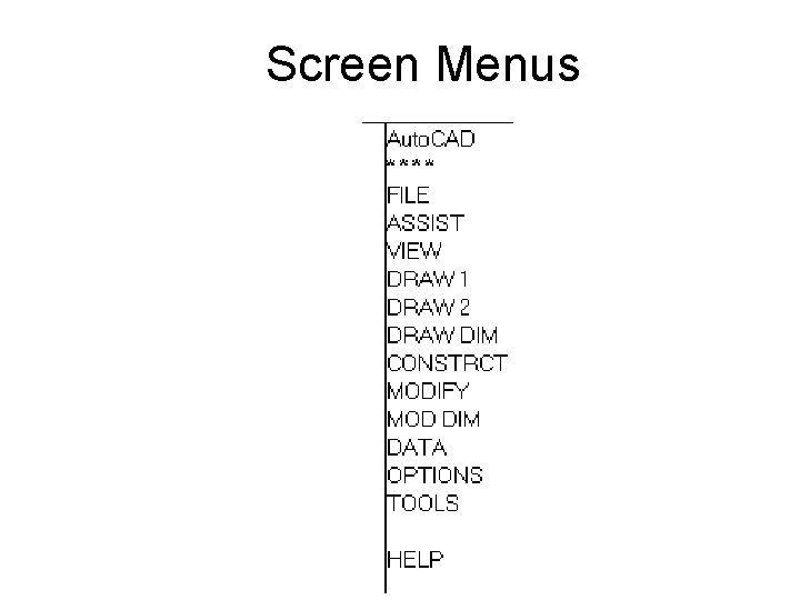 Screen Menus 