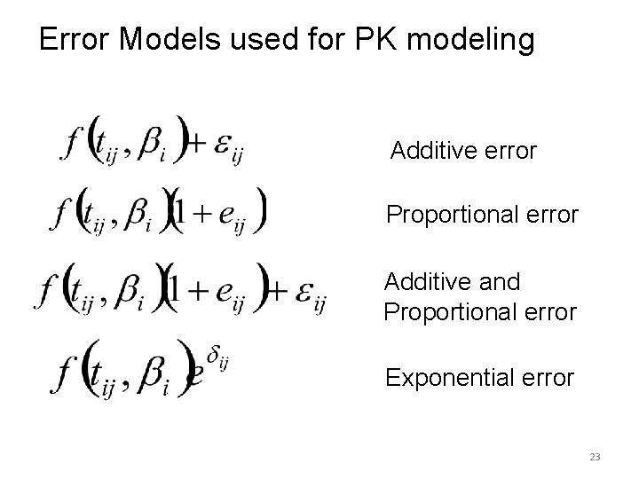 nonmem proportional additive error model