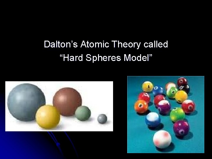 Dalton’s Atomic Theory called “Hard Spheres Model” 