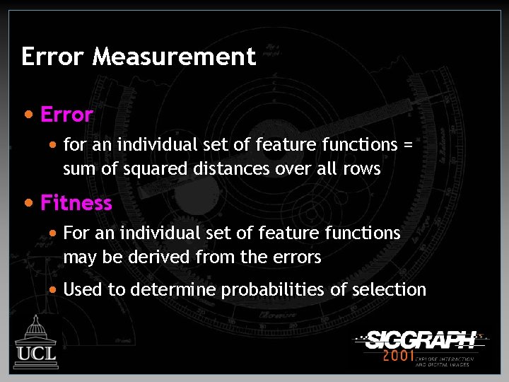 Error Measurement • Error • for an individual set of feature functions = sum