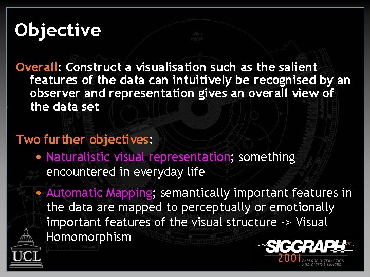 Objective Overall: Construct a visualisation such as the salient features of the data can