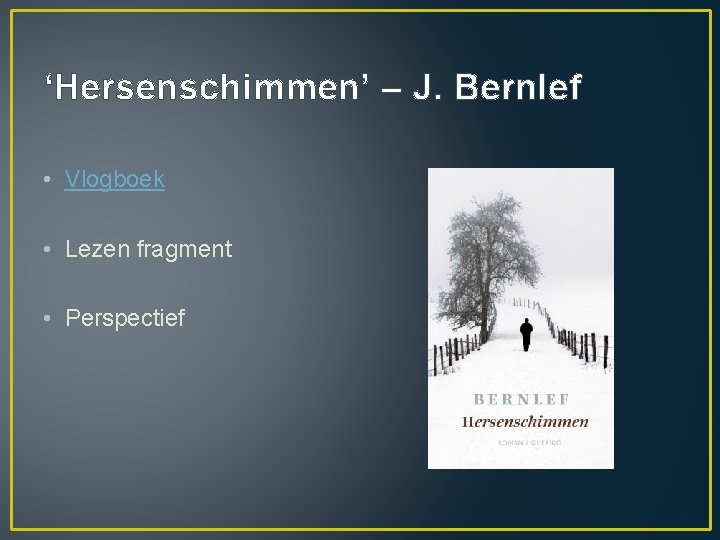 ‘Hersenschimmen’ – J. Bernlef • Vlogboek • Lezen fragment • Perspectief ‘Hersenschimmen’ – J. Bernlef • Vlogboek • Lezen fragment • Perspectief