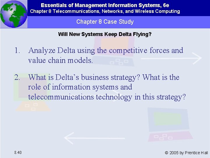 Essentials of Management Information Systems, 6 e Chapter 8 Telecommunications, Networks, and Wireless Computing