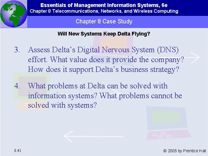 Essentials of Management Information Systems, 6 e Chapter 8 Telecommunications, Networks, and Wireless Computing