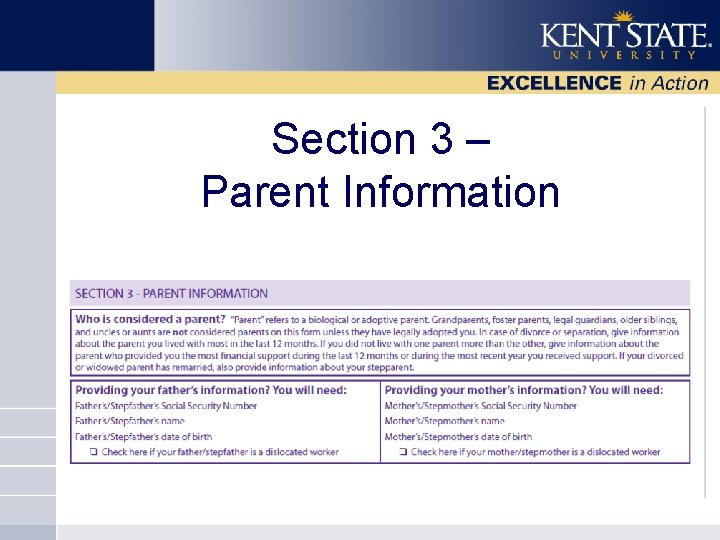 Section 3 – Parent Information 