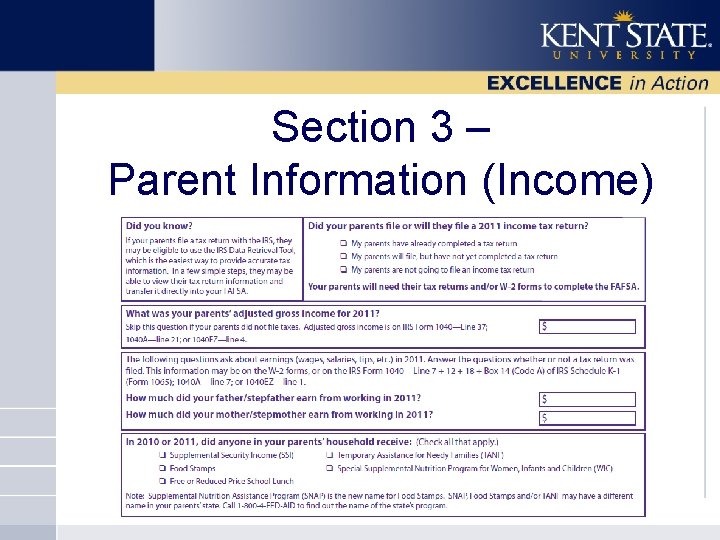 Section 3 – Parent Information (Income) 