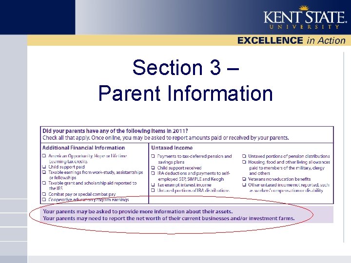 Section 3 – Parent Information 