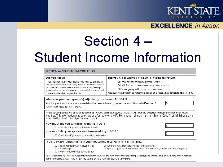 Section 4 – Student Income Information 