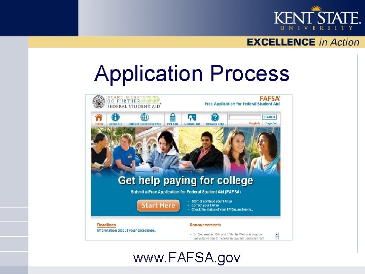 Application Process www. FAFSA. gov 