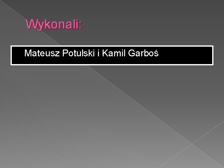 Wykonali: Mateusz Potulski i Kamil Garboś 