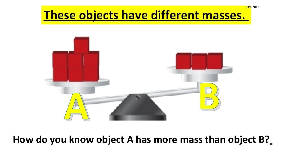 Explain 3 These objects have different masses. A B How do you know object