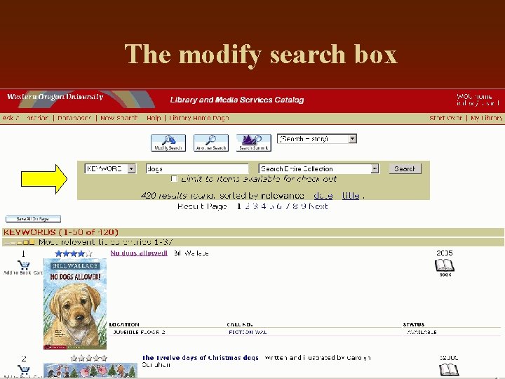 The modify search box 