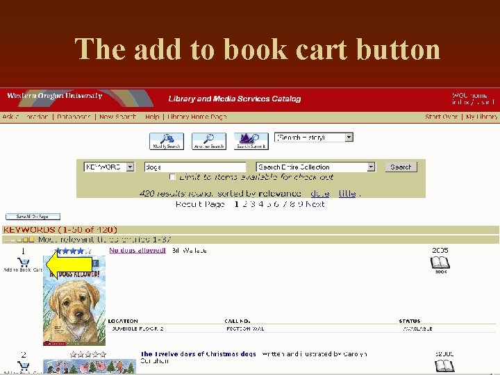 The add to book cart button 