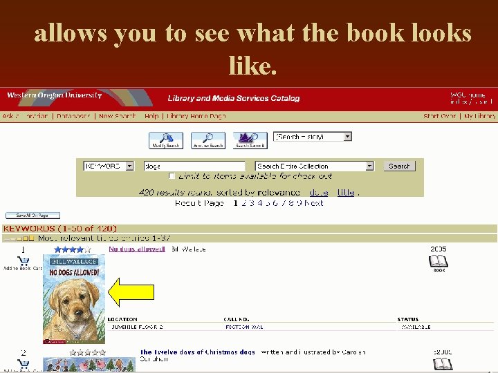 allows you to see what the book looks like. 