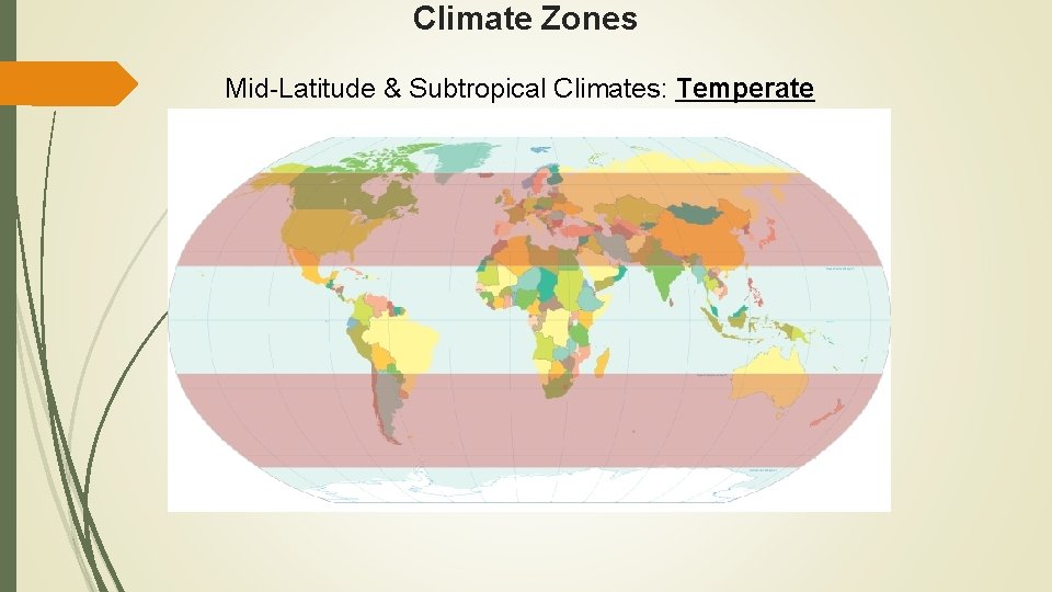 Climate Zones Mid-Latitude & Subtropical Climates: Temperate 