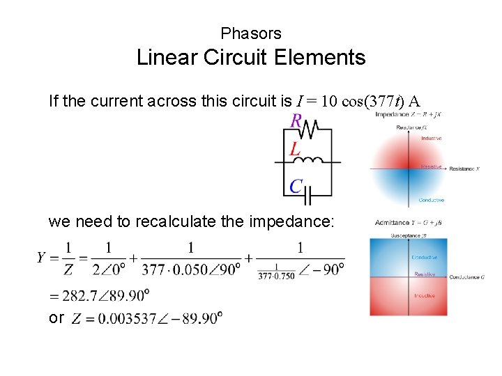Phasors Linear Circuit Elements If the current across this circuit is I = 10 Phasors Linear Circuit Elements If the current across this circuit is I = 10