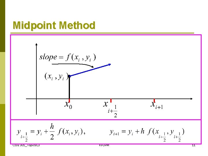 Midpoint Method CISE 301_Topic 8 L 3 KFUPM 11 Midpoint Method CISE 301_Topic 8 L 3 KFUPM 11