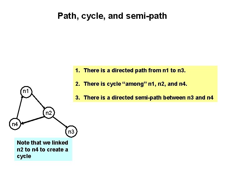 Path, cycle, and semi-path 1. There is a directed path from n 1 to