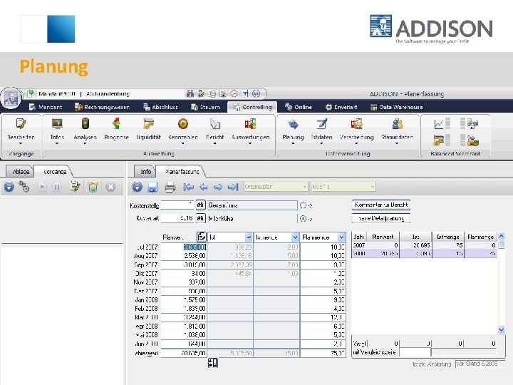 Planung Die Spalteninhalte werden individuell ausgewählt. 