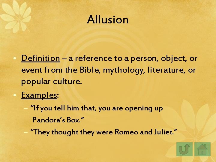 Allusion • Definition – a reference to a person, object, or event from the Allusion • Definition – a reference to a person, object, or event from the