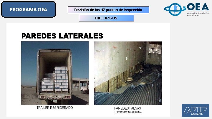 PROGRAMA OEA Revisión de los 17 puntos de inspección HALLAZGOS PROGRAMA OEA Revisión de los 17 puntos de inspección HALLAZGOS