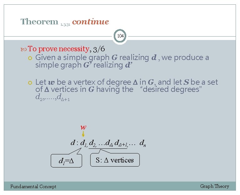 Theorem 1. 3. 31 continue 104 To prove necessity, 3/6 Given a simple graph