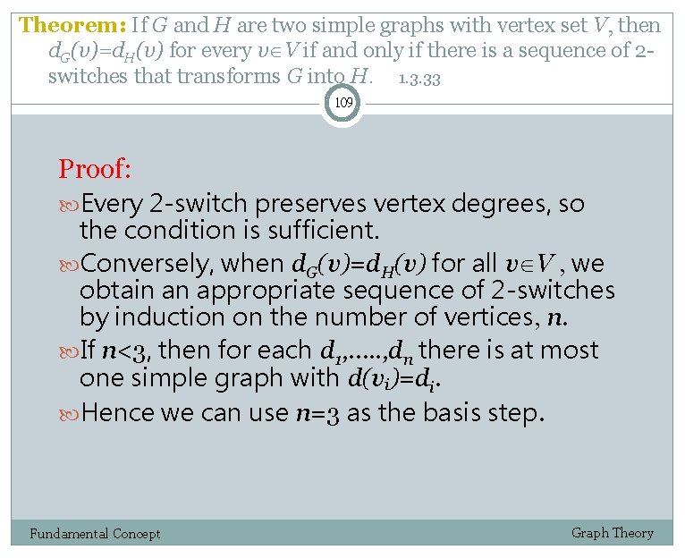 Theorem: If G and H are two simple graphs with vertex set V, then