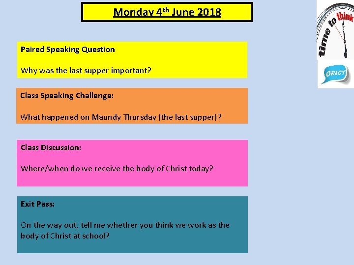 Monday 4 th June 2018 Paired Speaking Question Why was the last supper important?