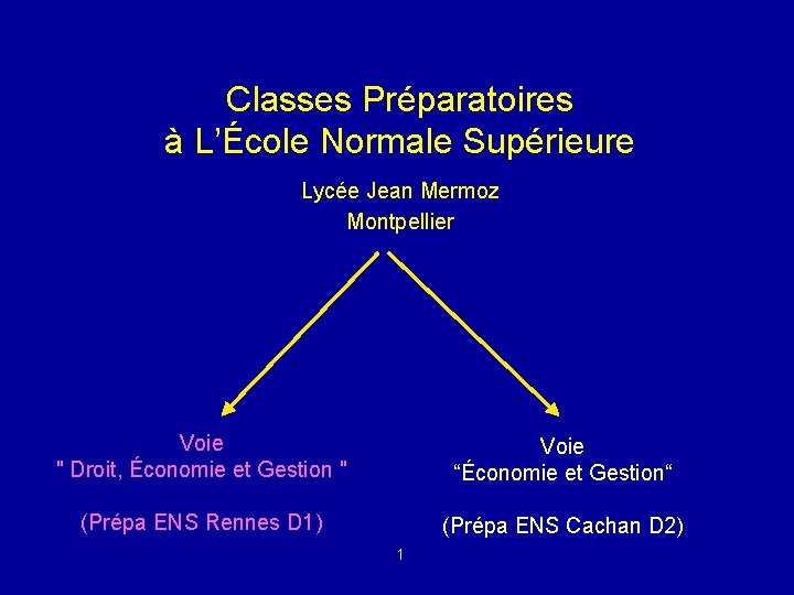 Classes Préparatoires à L’École Normale Supérieure Lycée Jean Mermoz Montpellier Voie " Droit, Économie