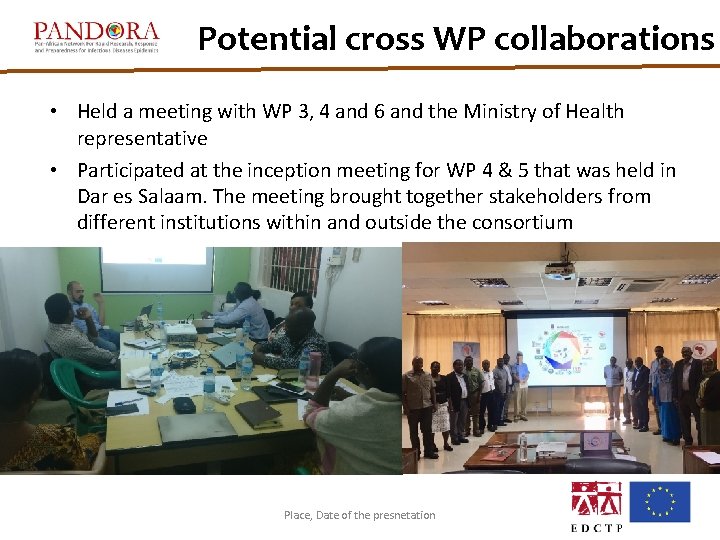 Potential cross WP collaborations • Held a meeting with WP 3, 4 and 6