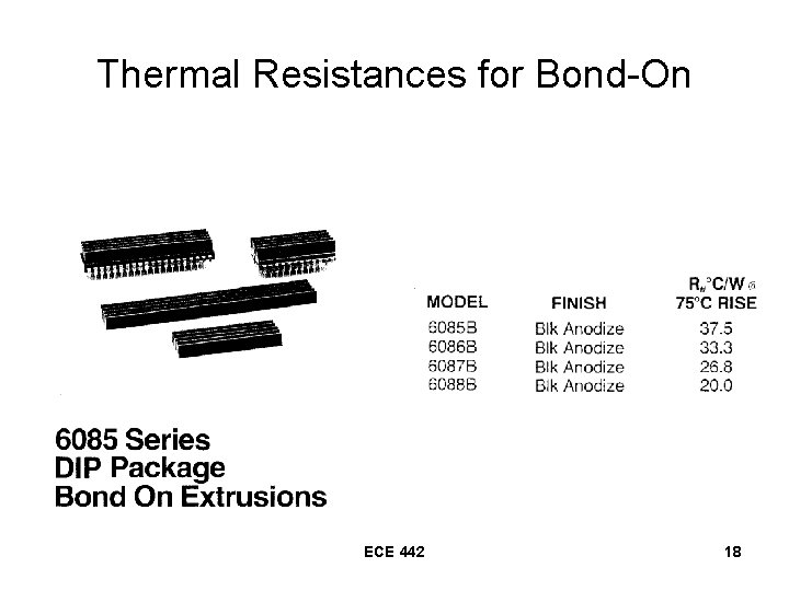 Thermal Resistances for Bond-On ECE 442 18 