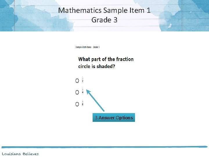 Mathematics Sample Item 1 Grade 3 3 Answer Options 