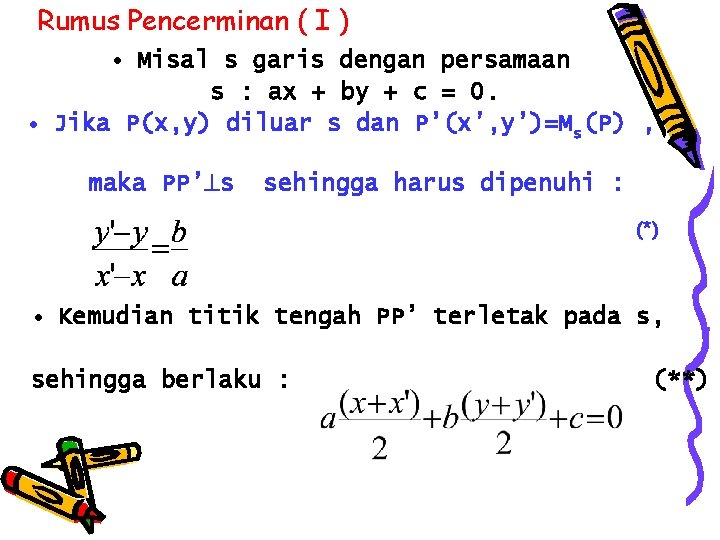 Pencerminan Refleksi Definisi Pencerminan Terhadap Garis S Dilambangkan