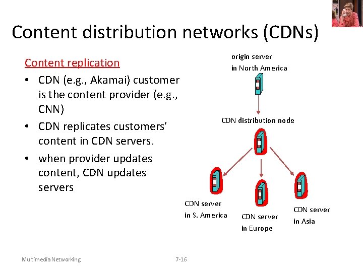 Content distribution networks (CDNs) origin server in North America Content replication • CDN (e.