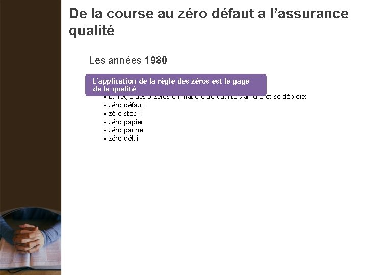 De la course au zéro défaut a l’assurance qualité Les années 1980 L’application de