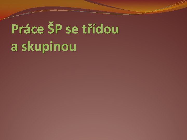 Práce ŠP se třídou a skupinou 