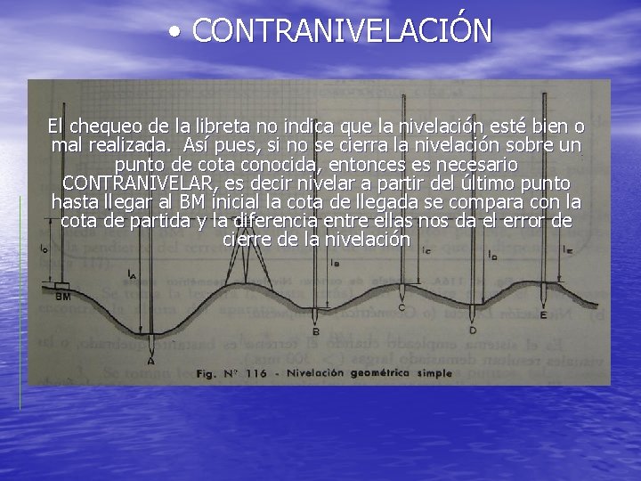 • CONTRANIVELACIÓN El chequeo de la libreta no indica que la nivelación esté • CONTRANIVELACIÓN El chequeo de la libreta no indica que la nivelación esté