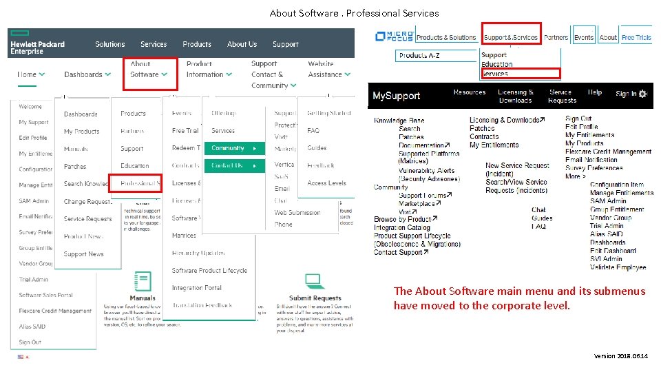 About Software. Professional Services The About Software main menu and its submenus have moved