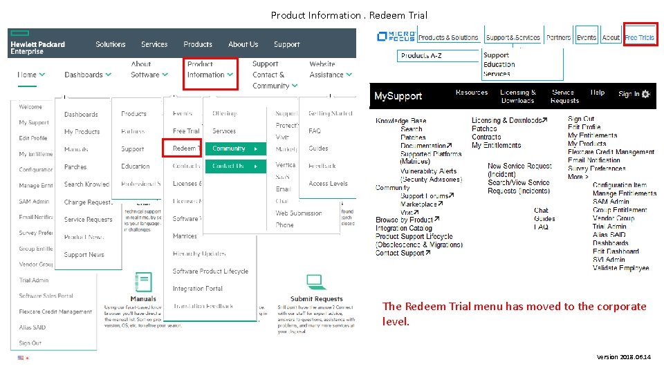 Product Information. Redeem Trial The Redeem Trial menu has moved to the corporate level.