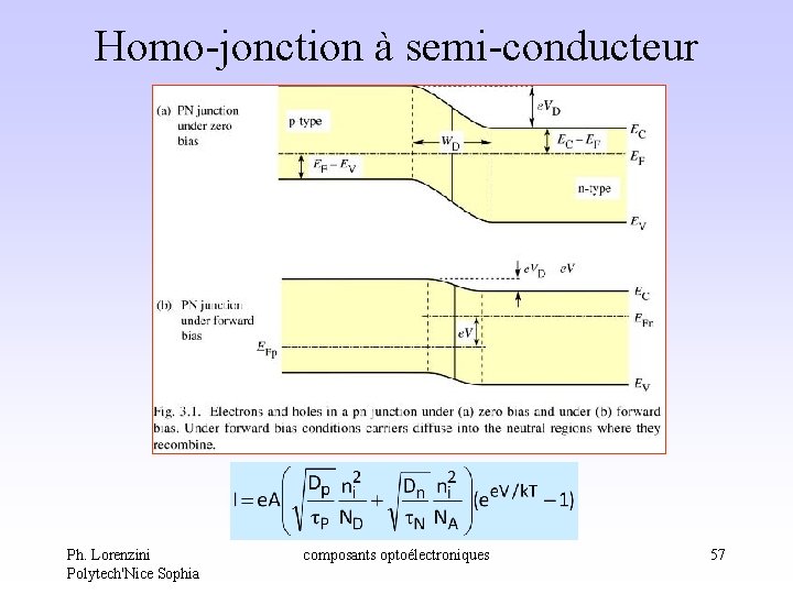 Homo-jonction à semi-conducteur Ph. Lorenzini Polytech'Nice Sophia composants optoélectroniques 57 Homo-jonction à semi-conducteur Ph. Lorenzini Polytech'Nice Sophia composants optoélectroniques 57