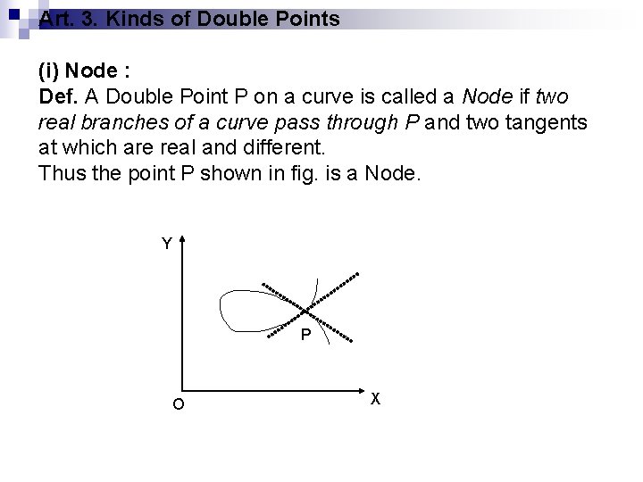 Art. 3. Kinds of Double Points (i) Node : Def. A Double Point P