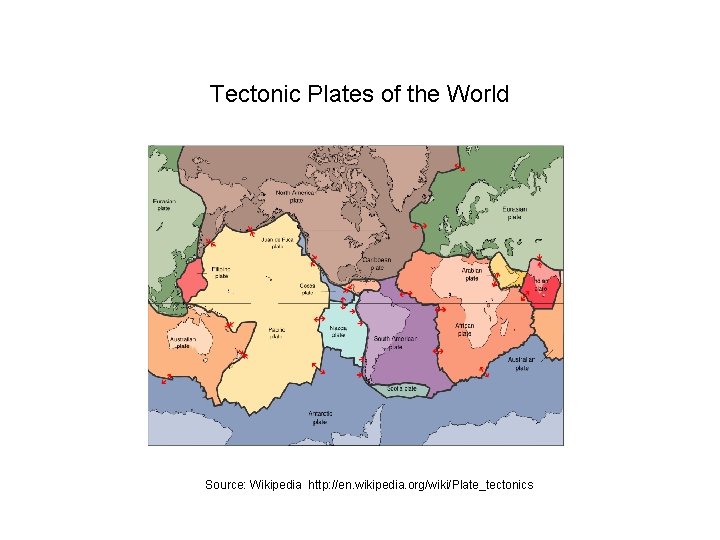 Tectonic Plates of the World Source: Wikipedia http: //en. wikipedia. org/wiki/Plate_tectonics 