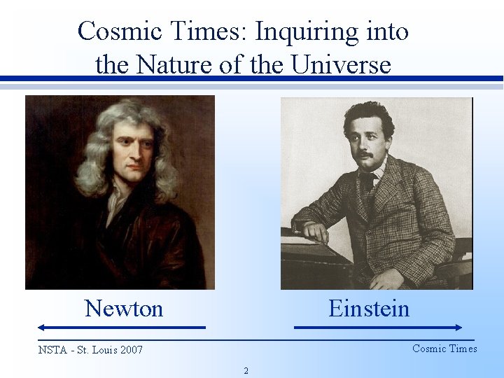 Cosmic Times: Inquiring into the Nature of the Universe Newton Einstein Cosmic Times NSTA